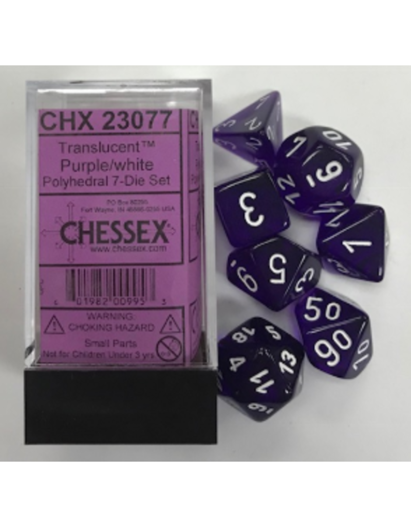 Chessex chx23077 7 die set trans purple w/ white