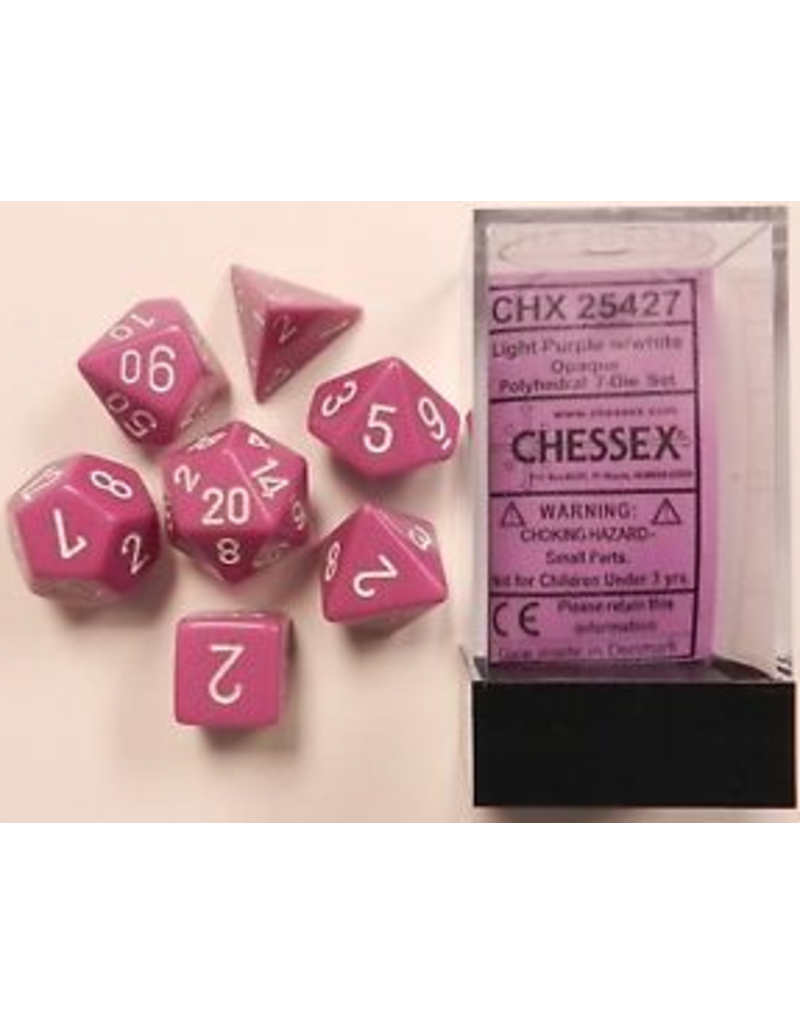 Chessex 7 Die Set - Opaque Light Purple/White