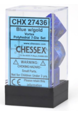 Chessex 7 Die Set - Vortex Blue/Gold