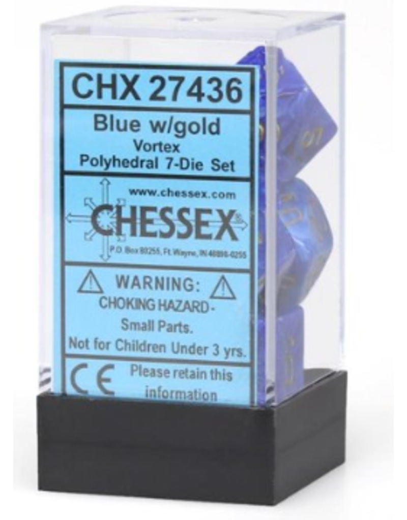 Chessex 7 Die Set - Vortex Blue/Gold