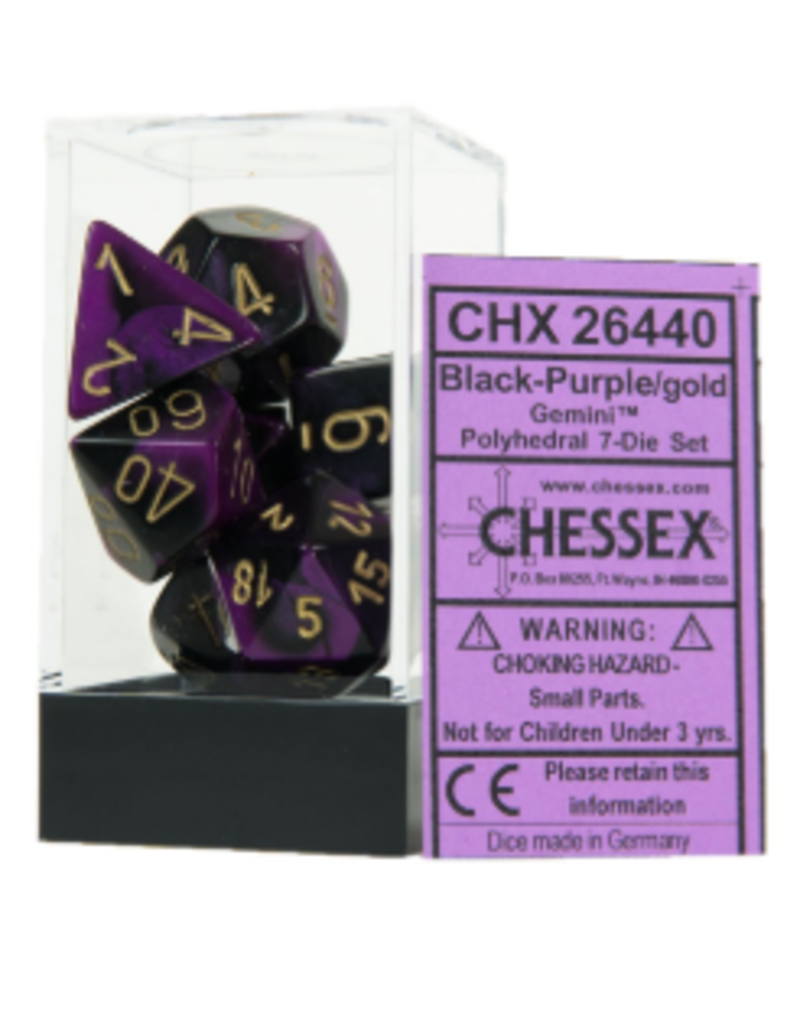 Chessex 7 Die Set - Gemini Black-Purple/Gold