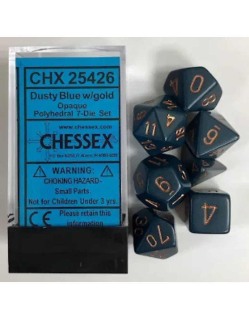 Chessex 7 Die Set - Opaque Dusty Blue/Copper