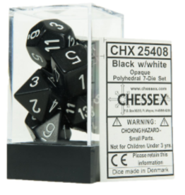 Chessex CHX25408  Opaque 7 Die Set, Black / Whit
