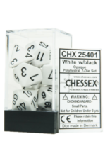 Chessex 7 Die Set - Opaque White/Black