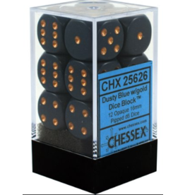 Chessex CHX25626  Dusty Blue w/gold Dice block 16mm d6