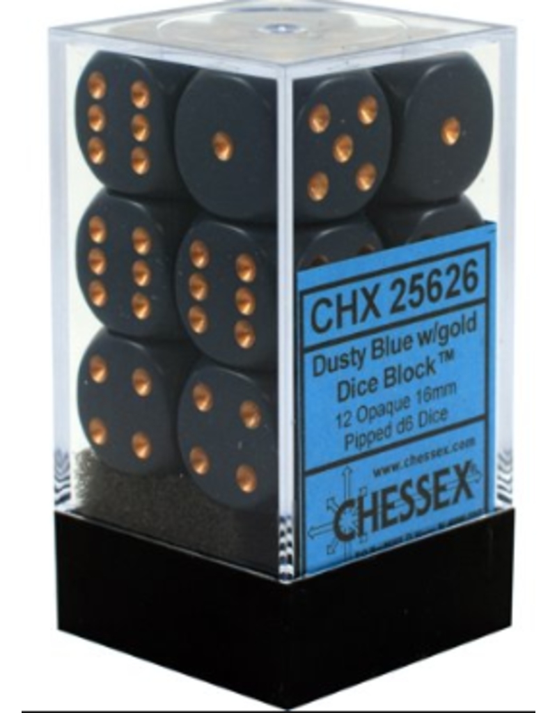 Chessex D6 Block - 16mm - Opaque Dusty Blue/Copper