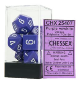 Chessex CHX25407  Opaque 7 Die Set, Prpl/ Whit