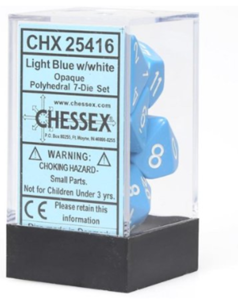 Chessex 7 Die Set - Opaque Light Blue/White