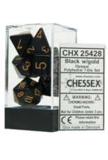 Chessex 7 Die Set - Opaque Black/Gold