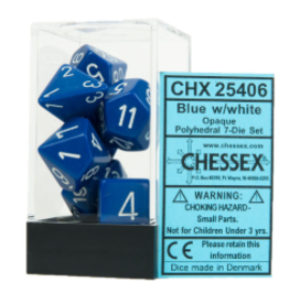 Chessex CHX25406  Opaque 7 Die Set, Blue / White