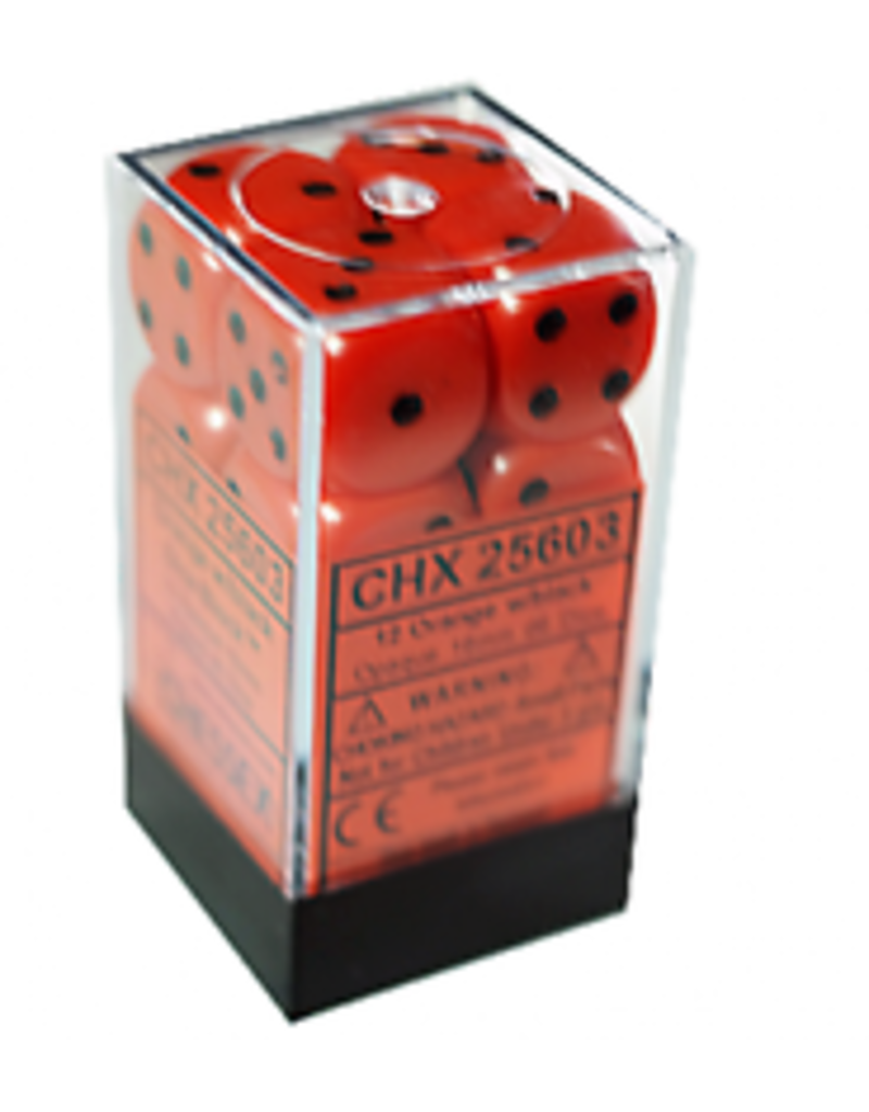 Chessex D6 Block - 16mm - Opaque Orange/Black