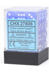 Chessex D6 Block - 12mm - Frosted Blue/White