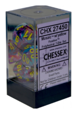 Chessex 7 Die Set - Festive Mosaic/Yellow