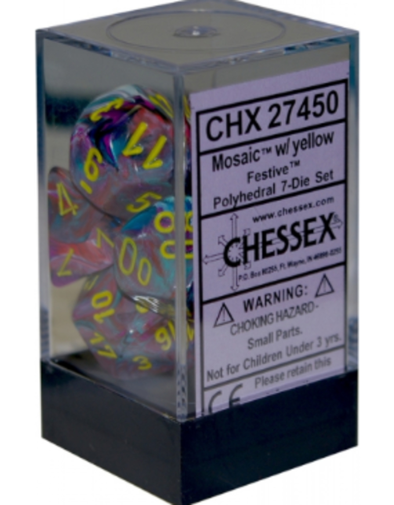 Chessex 7 Die Set - Festive Mosaic/Yellow