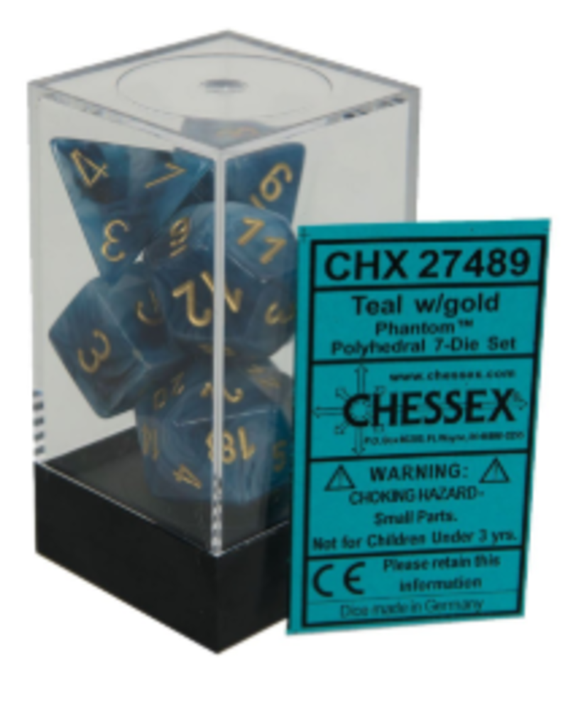 Chessex 7 Die Set - Phantom Teal/Gold