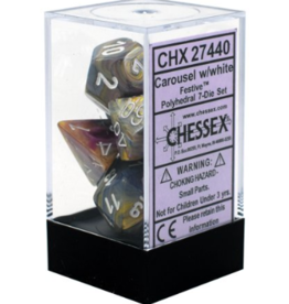 Chessex CHX27440 7 die set Festive Carousel w/white