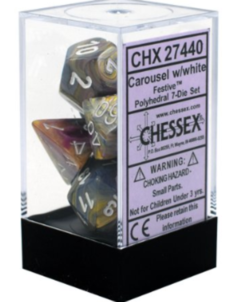 Chessex 7 Die Set - Festive Carousel/White