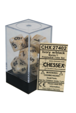 Chessex 7 Die Set - Marble Ivory/Black