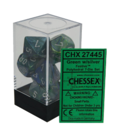 Chessex CHX27445  7die set Festive Green w/Silver