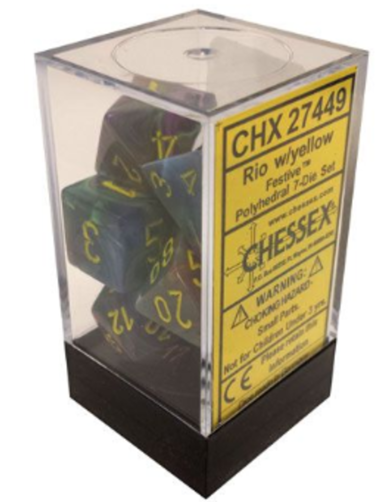 Chessex 7 Die Set - Festive Rio/Yellow