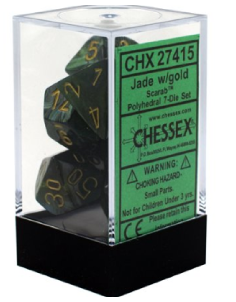 Chessex 7 Die Set - Scarab Jade/Gold