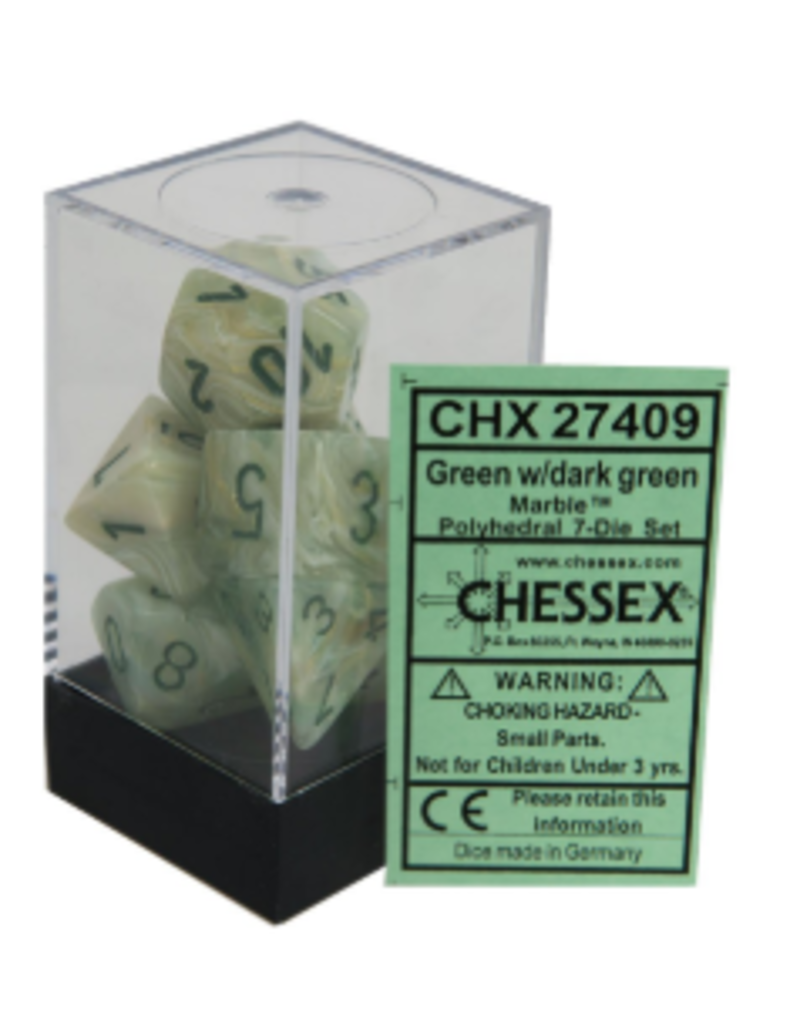 Chessex 7 Die Set - Marble Green/Dark Green