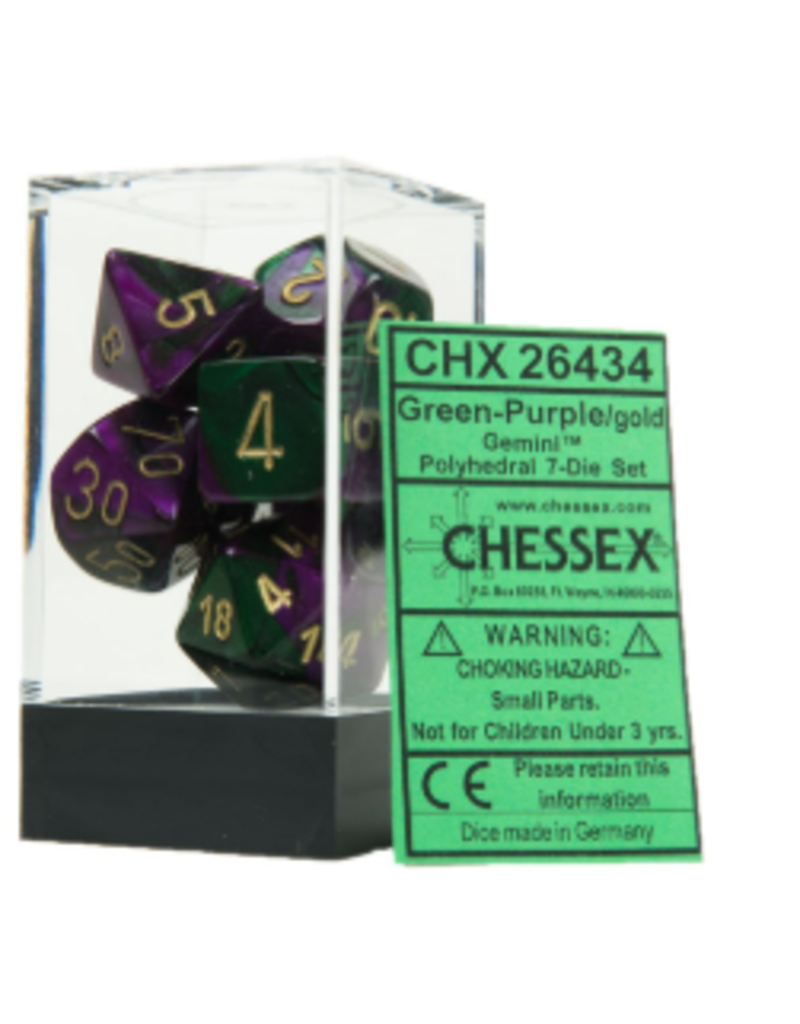 Chessex 7 Die Set - Gemini Green-Purple/Gold