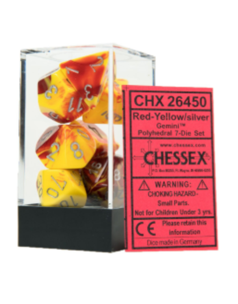 Chessex 7 Die Set - Gemini Red-Yellow/Silver