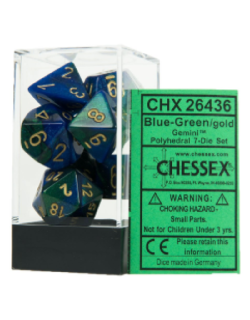 Chessex 7 Die Set - Gemini Blue-Green/Gold