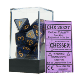Chessex CHX25337  Golden Cobalt Speckled 7-die set