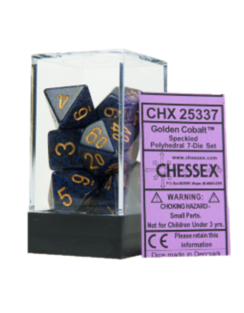 Chessex 7 Die Set - Speckled Golden Cobalt Blue