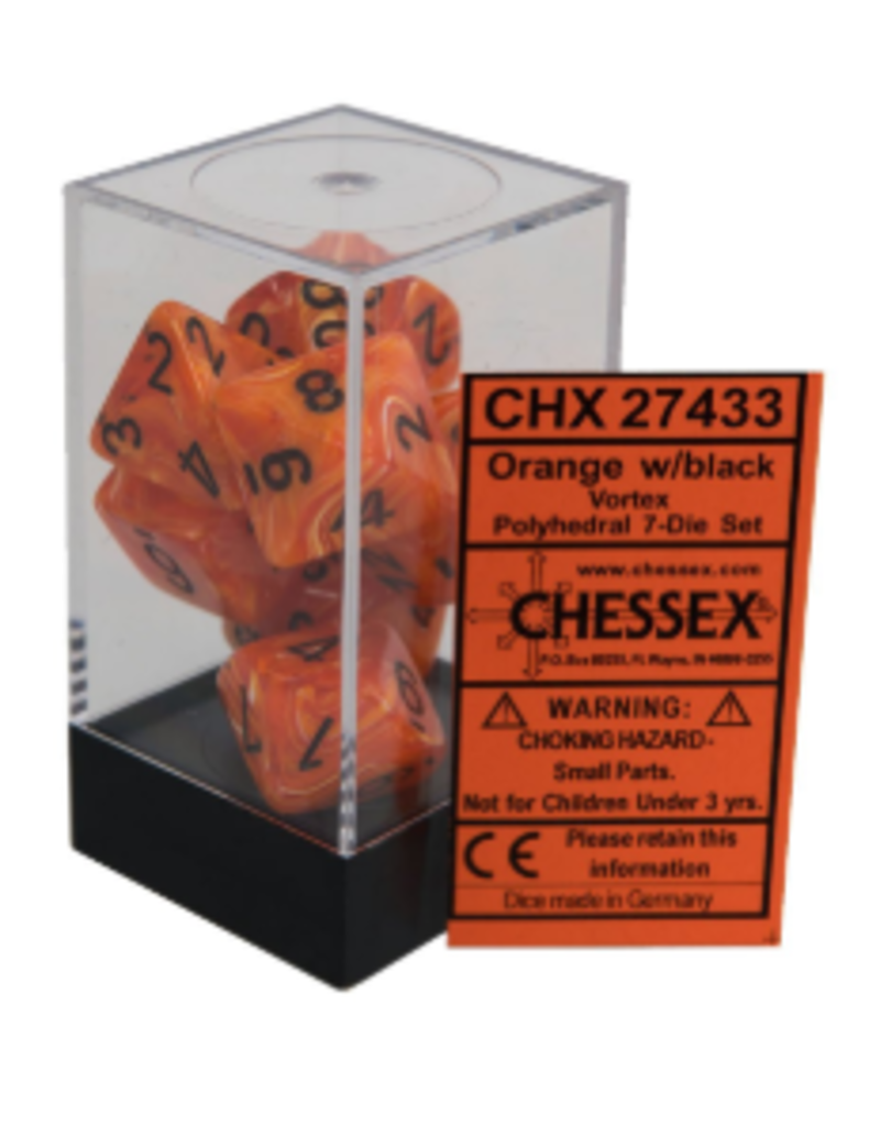 Chessex 7 Die Set - Vortex Orange/Black