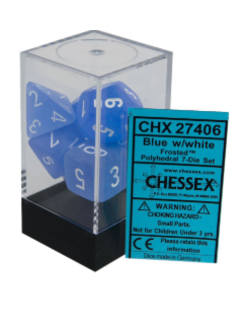 Chessex 7 Die Set - Frosted Blue/White