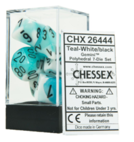 Chessex CHX26444  7-SetCubeGemini#4 WHTLbk