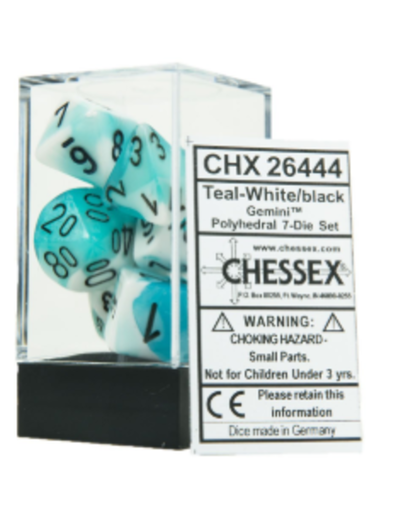 Chessex 7 Die Set - Gemini Teal-White/Black