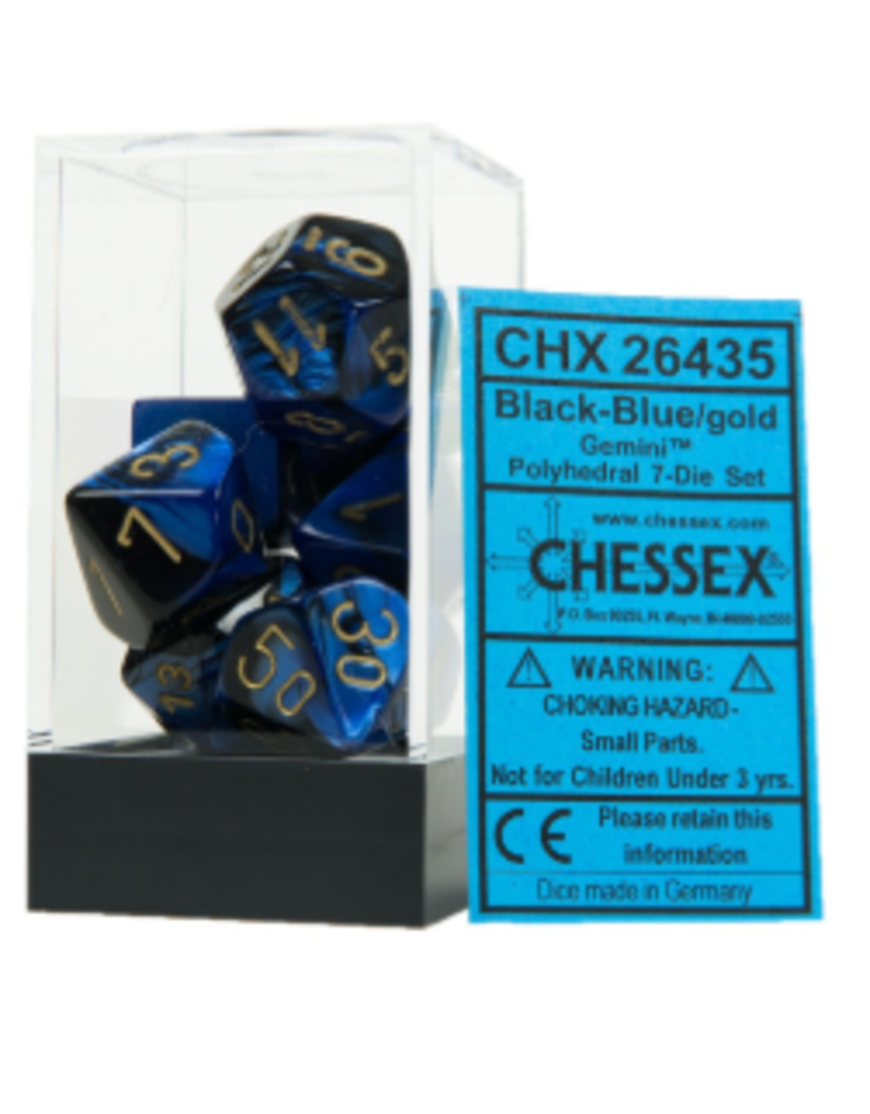 Chessex 7 Die Set - Gemini Black-Blue/Gold