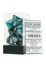 Chessex 7 Die Set - Gemini Steel-Teal/White