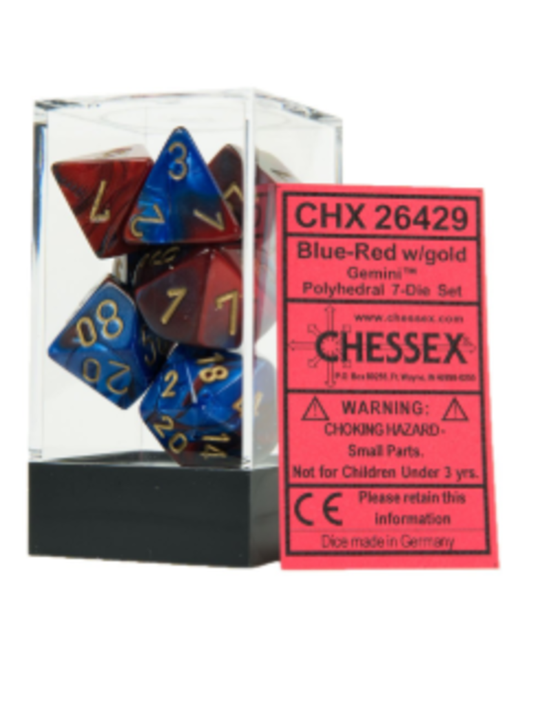 Chessex 7 Die Set - Gemini Blue-Red/Gold