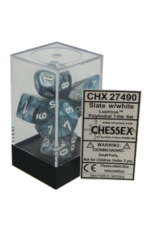 Chessex 7 Die Set - Lustrous Slate/White