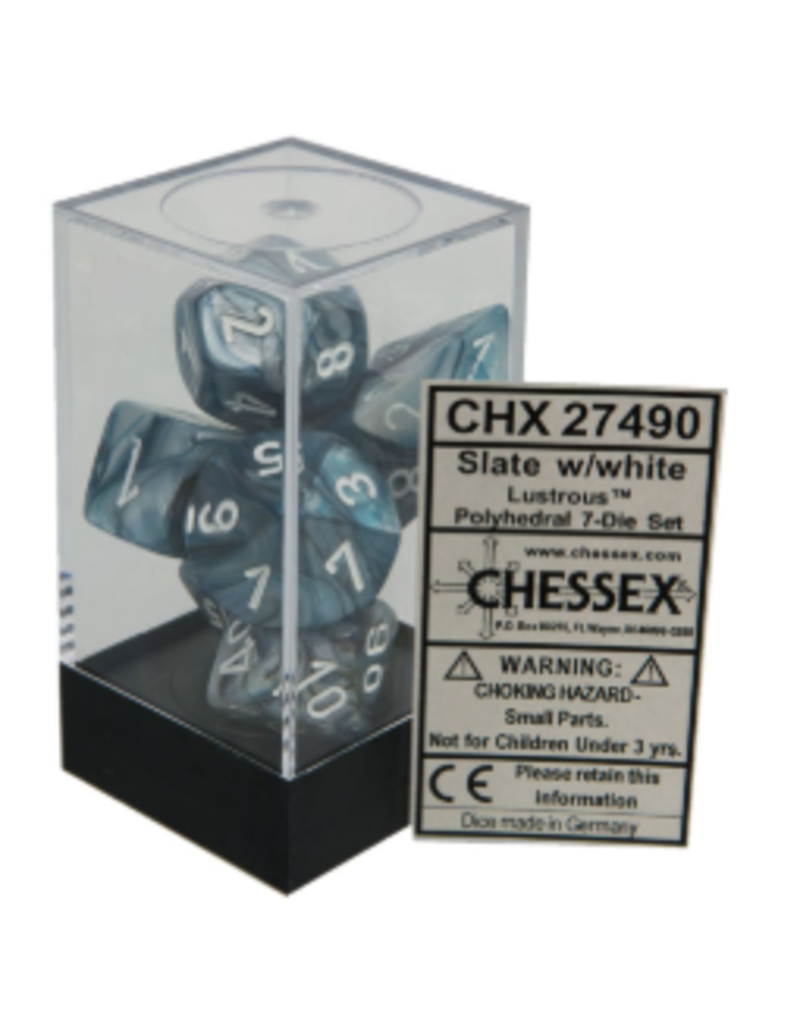 Chessex 7 Die Set - Lustrous Slate/White