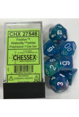 Chessex CHX27546 7 Die Set Festive Waterlily /white