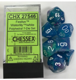 Chessex CHX27546 7 Die Set Festive Waterlily /white