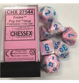 Chessex CHX27544 7 Die Set Festive Pop Art /blue