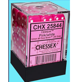 Chessex CHX25844  D6 12mm Pink w/ white