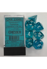Chessex CHX23085 7 die set trans teal w/ white