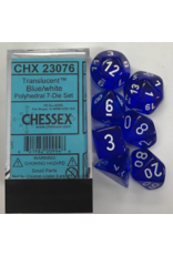 Chessex chx23076 7 die set trans blue w/ white
