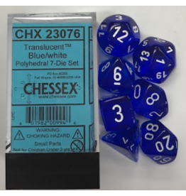 Chessex chx23076 7 die set trans blue w/ white