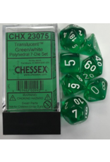 Chessex chx23075 7 die set trans green w/ white
