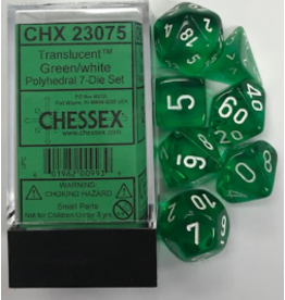 Chessex chx23075 7 die set trans green w/ white