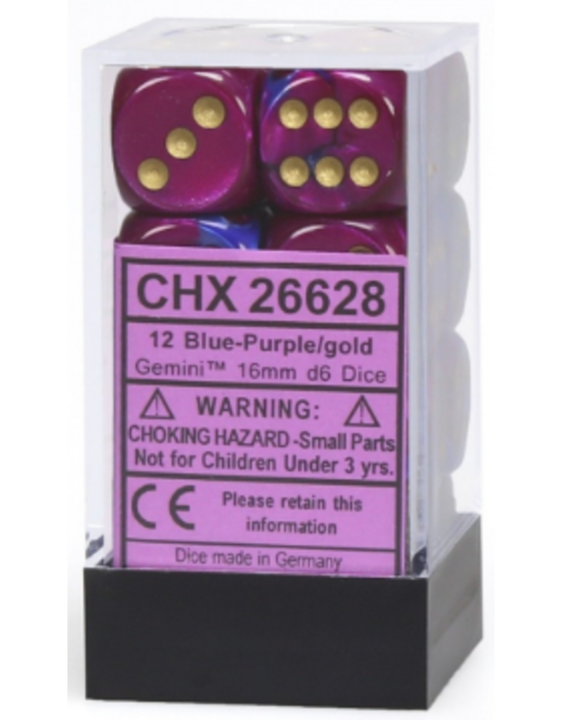 Chessex CHX26628 d6Cube16mmGemini#2 BUPUgd(12)